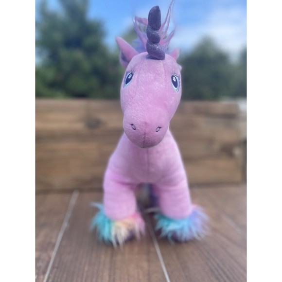 BUILD A BEAR BEARY FAIRY FRIENDS PINK UNICORN W/Rainbow Mane & Heartbeat EUC! - Picture 2 of 4